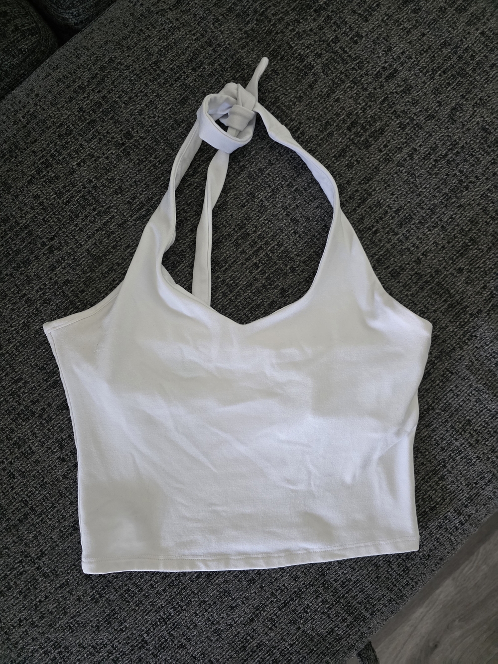 Hollister White Halter Tie Crop Top
